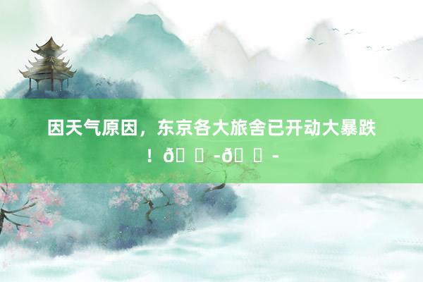 因天气原因,东京各大旅舍已开动大暴跌!😭😭