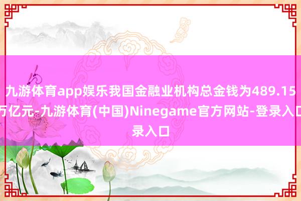 九游体育app娱乐我国金融业机构总金钱为489.15万亿元-九游体育(中国)Ninegame官方网站-登录入口
